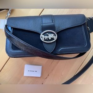 Coach Georgie Midnight Shoulder Bag In Pebbled Leather. NWT!